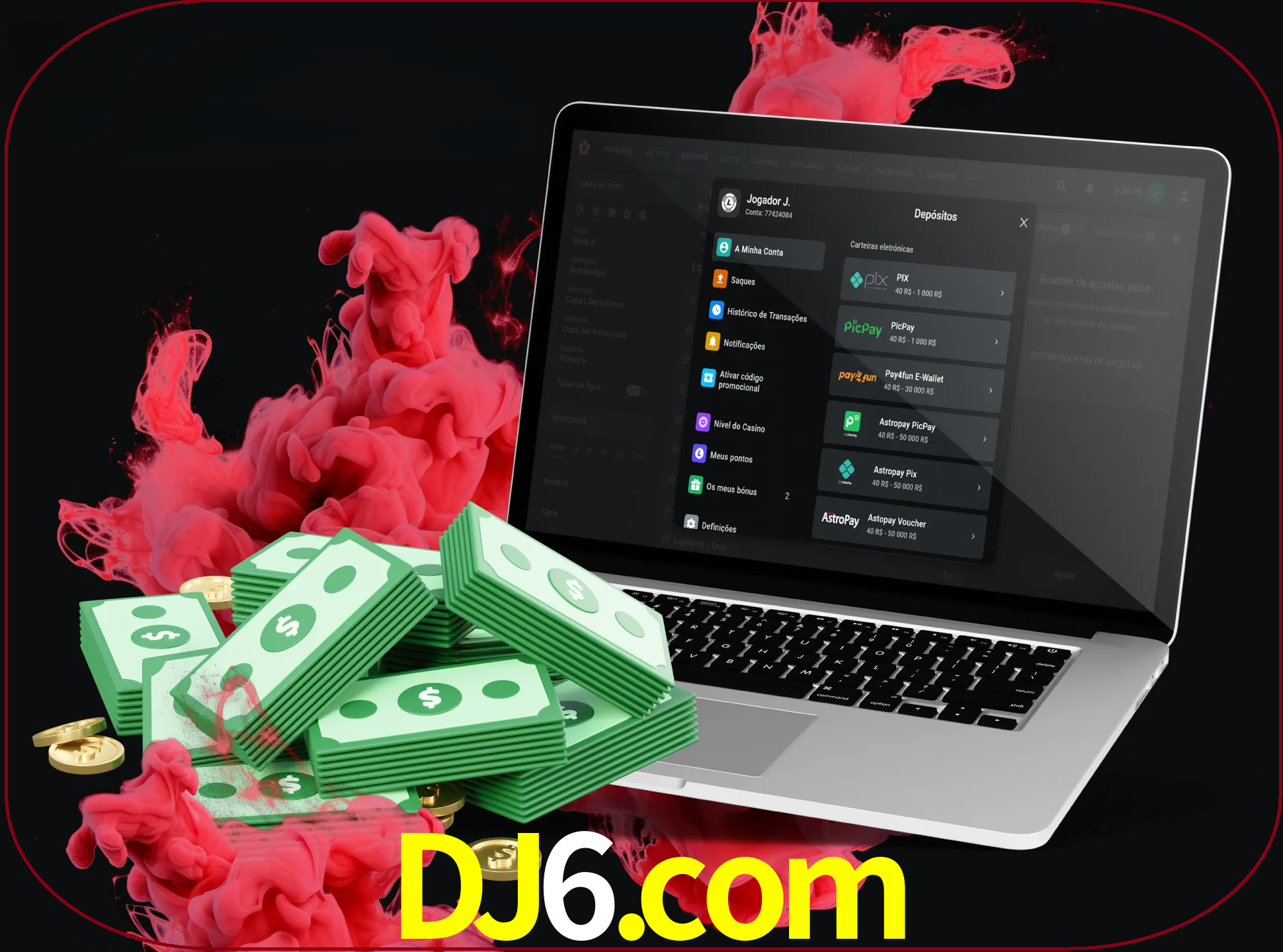 Para efetuar um depósito na sua conta dj6, basta escolher o método de depósito e especificar o montante.