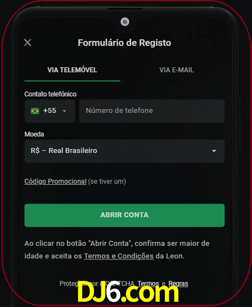 Abra o aplicativo e inicie o processo de registro.