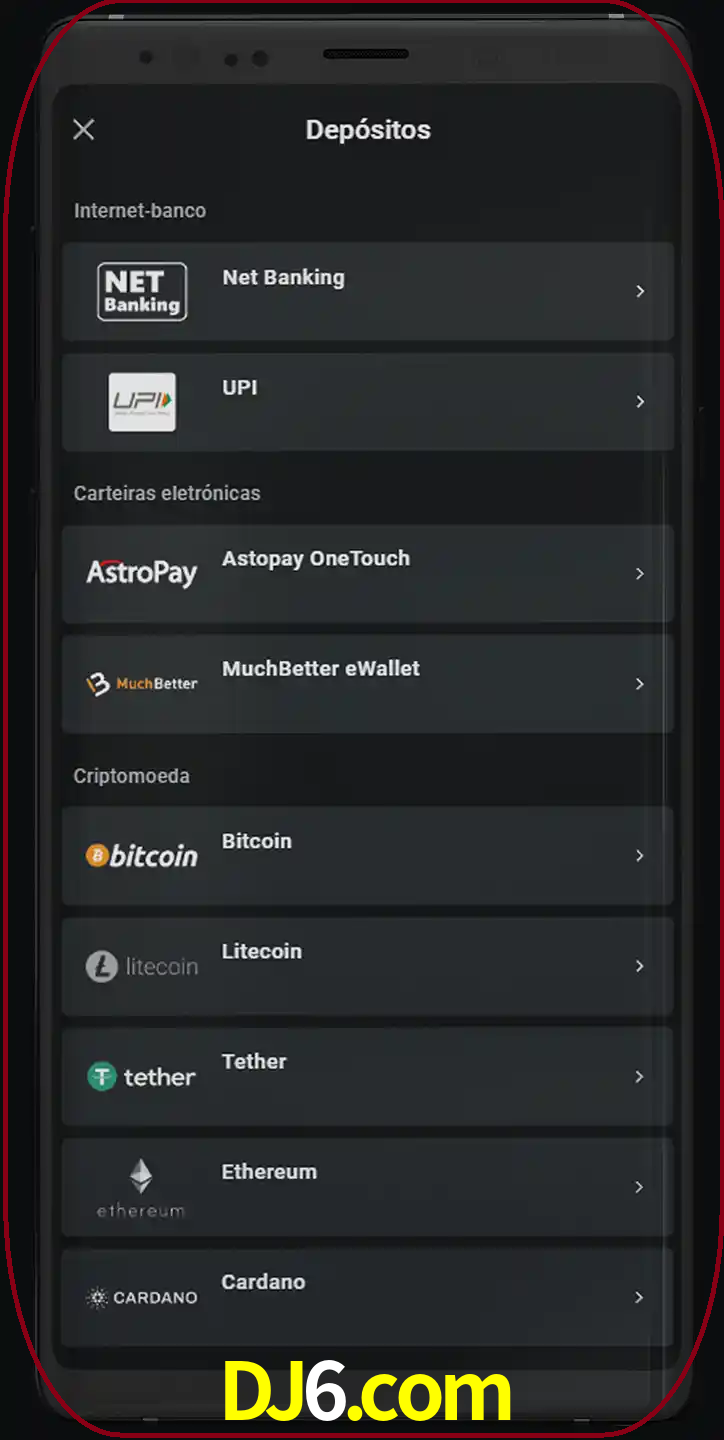 Você pode usar métodos alternativos de depósito.